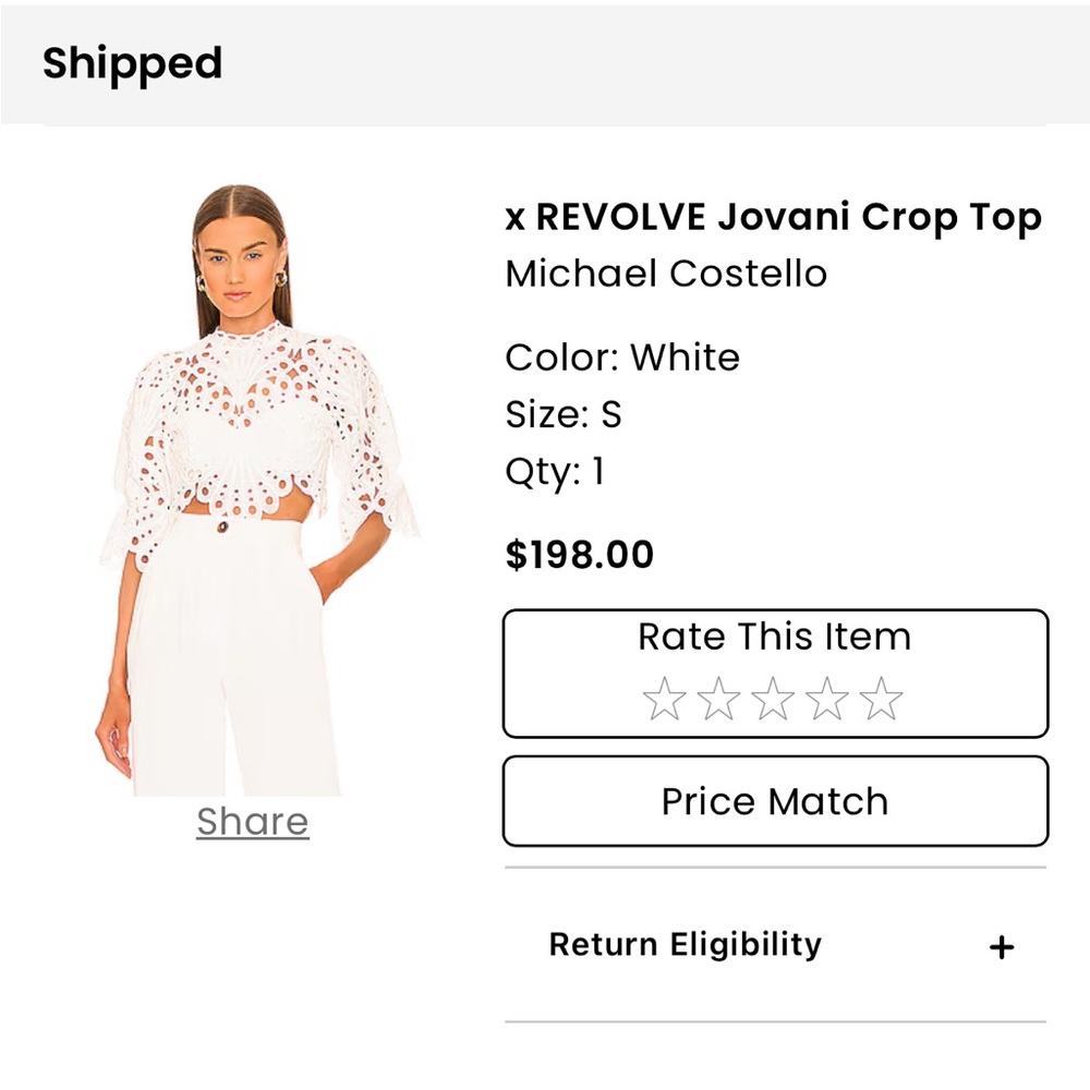 Revolve Jovani White Crop Top